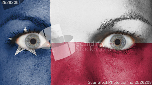 Image of Close up of eyes with flag