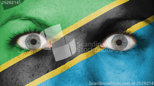 Image of Close up of eyes with flag