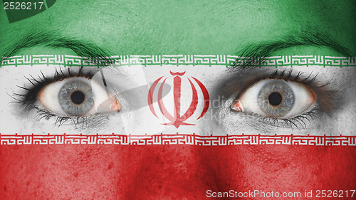 Image of Close up of eyes with flag