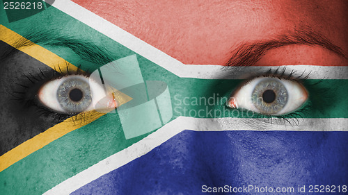 Image of Close up of eyes with flag