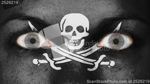 Image of Close up of eyes with flag