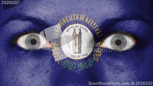 Image of Close up of eyes with flag