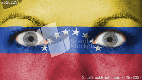 Image of Close up of eyes with flag