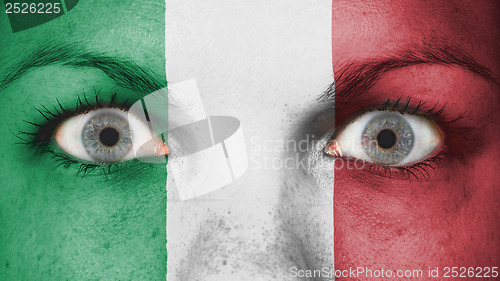 Image of Close up of eyes with flag