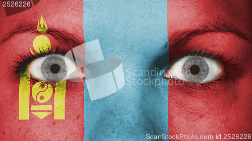 Image of Close up of eyes with flag