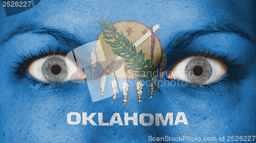 Image of Close up of eyes with flag