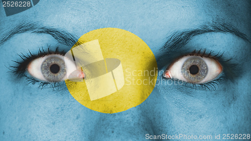 Image of Close up of eyes with flag