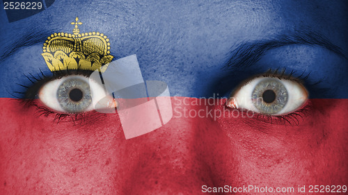 Image of Close up of eyes with flag