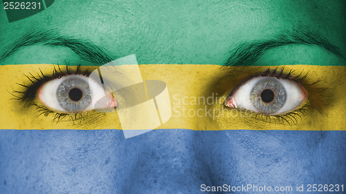 Image of Close up of eyes with flag