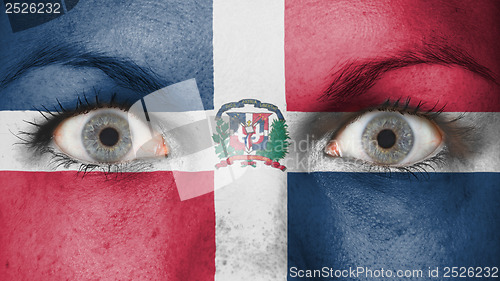 Image of Close up of eyes with flag