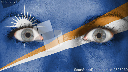 Image of Close up of eyes with flag