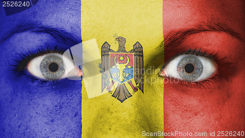 Image of Close up of eyes with flag