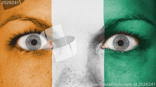 Image of Close up of eyes with flag