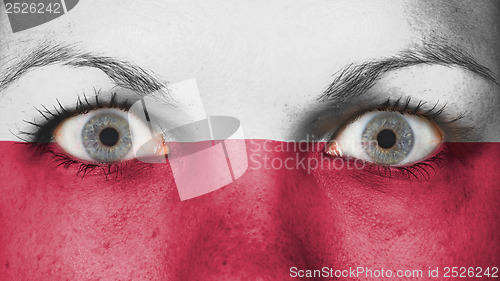 Image of Close up of eyes with flag