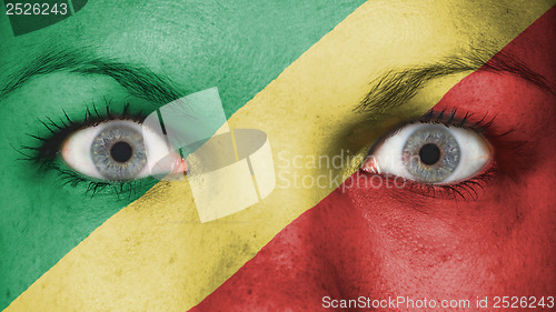 Image of Close up of eyes with flag