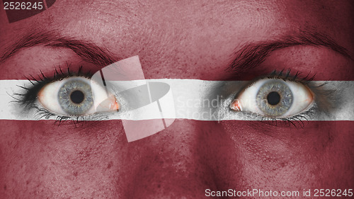 Image of Close up of eyes with flag