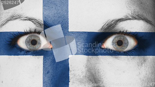 Image of Close up of eyes with flag