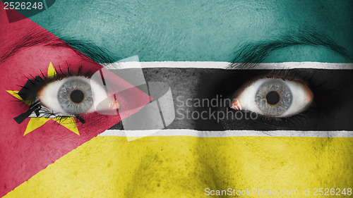 Image of Close up of eyes with flag