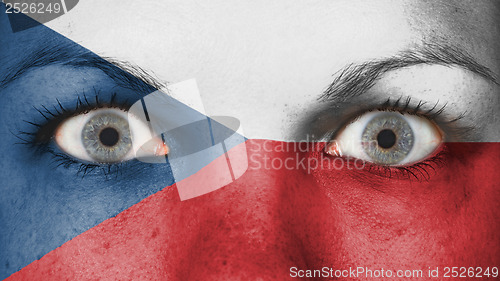 Image of Close up of eyes with flag