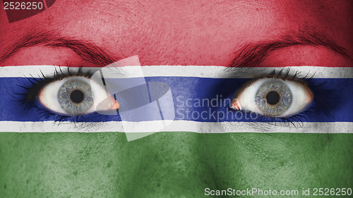 Image of Close up of eyes with flag