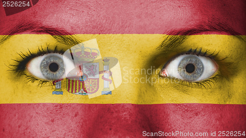 Image of Close up of eyes with flag