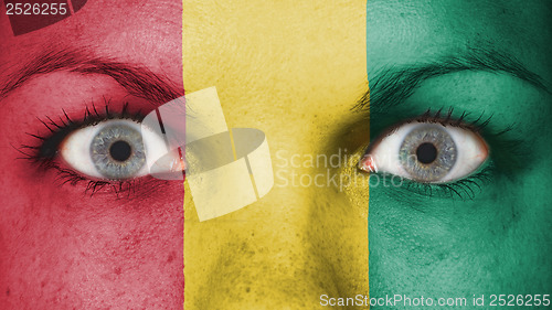 Image of Close up of eyes with flag