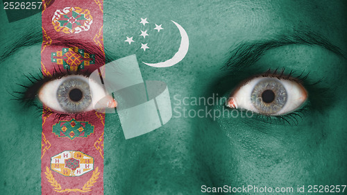 Image of Close up of eyes with flag