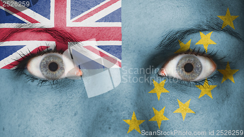 Image of Close up of eyes with flag