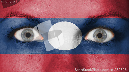 Image of Close up of eyes with flag