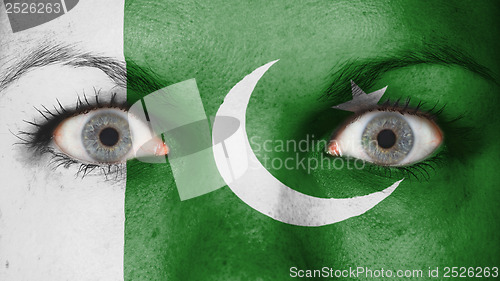 Image of Close up of eyes with flag