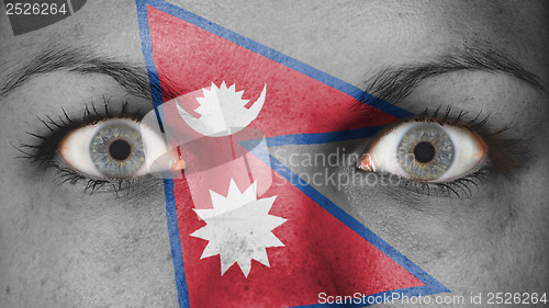 Image of Close up of eyes with flag