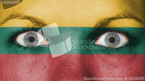 Image of Close up of eyes with flag