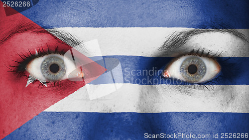 Image of Close up of eyes with flag