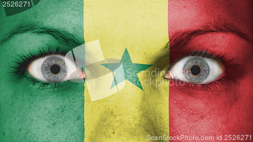 Image of Close up of eyes with flag