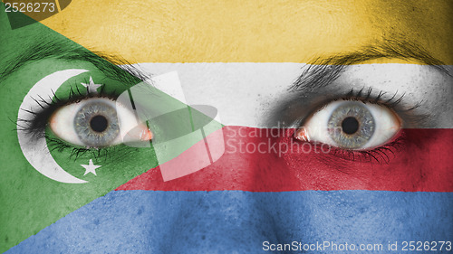 Image of Close up of eyes with flag