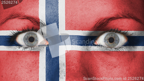 Image of Close up of eyes with flag