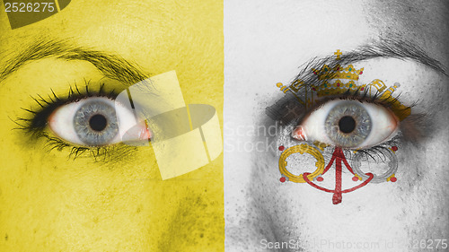 Image of Close up of eyes with flag