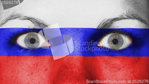 Image of Close up of eyes with flag