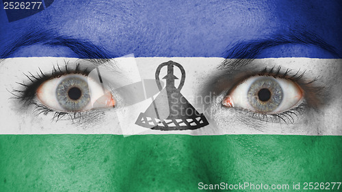 Image of Close up of eyes with flag