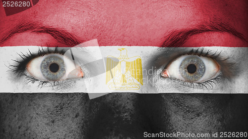 Image of Close up of eyes with flag