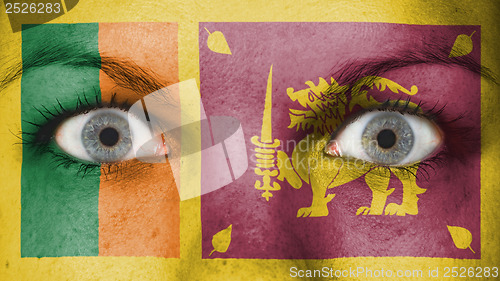 Image of Close up of eyes with flag