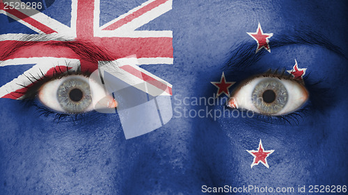 Image of Close up of eyes with flag