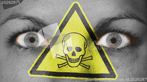 Image of Close up of eyes with flag