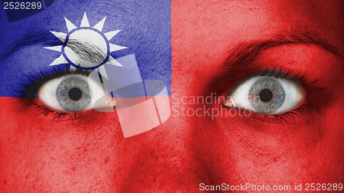 Image of Close up of eyes with flag