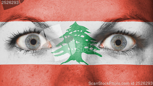 Image of Close up of eyes with flag