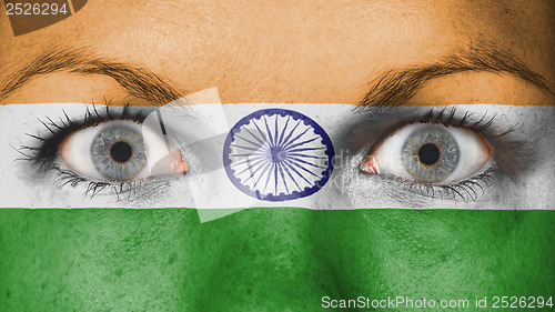 Image of Close up of eyes with flag