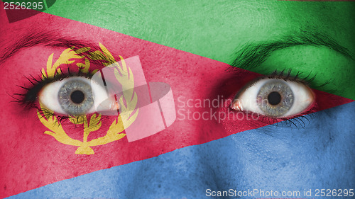 Image of Close up of eyes with flag