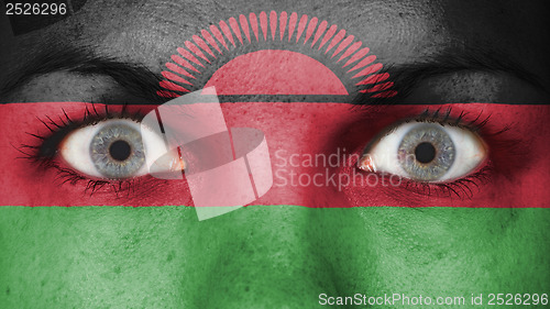 Image of Close up of eyes with flag