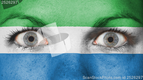 Image of Close up of eyes with flag