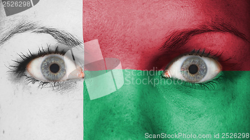 Image of Close up of eyes with flag